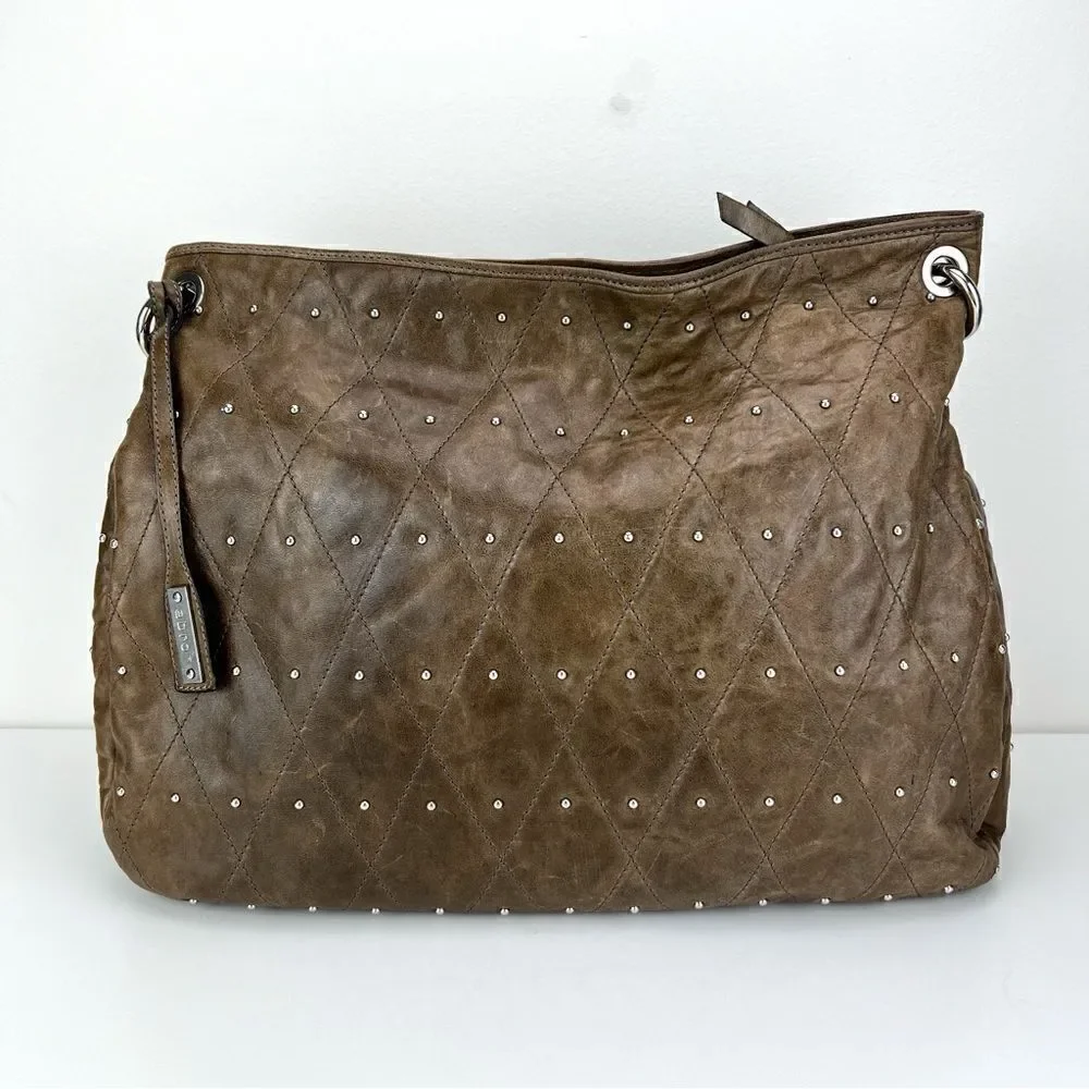 ABRO Hobo Taupe Leather Handbag Made in Italy